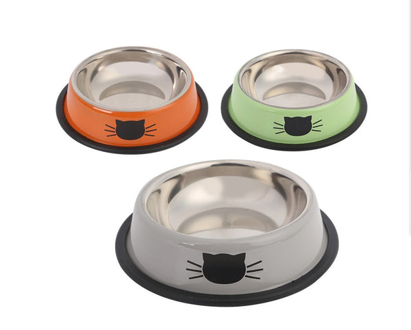 HKM-7019325 Colorful Stainless Steel Non-Slip Pet Bowls for Dogs and Cats - Set of 2/3