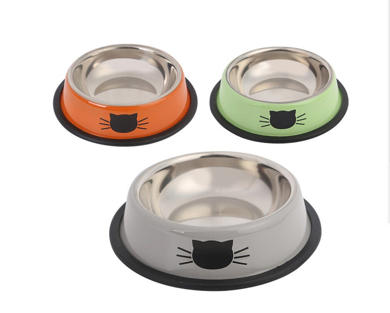 HKM-7019325 Colorful Stainless Steel Non-Slip Pet Bowls for Dogs and Cats - Set of 2/3