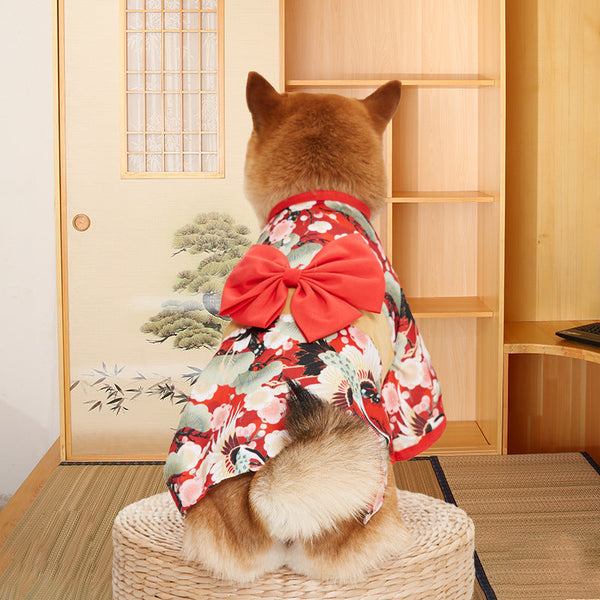 HKM-7019709 Stylish Floral Tulle Kimono for Shiba Inu Dogs - Lightweight Spring/Summer Jacket in Multiple Colors and Sizes