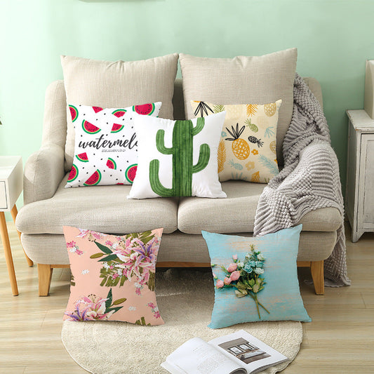 HKM-701971 Cactus Print Polyester Cushion Cover for Stylish Home Decor - 45cm x 45cm