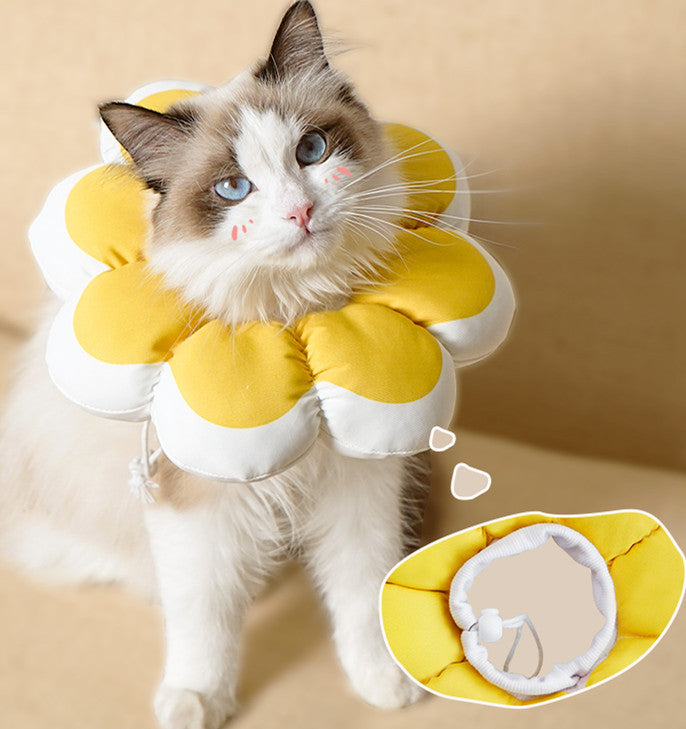 HKM-7021117 Waterproof Anti-Bite Anti-Licking Cat Soft Collar in Stylish Sunflower and Heart Designs