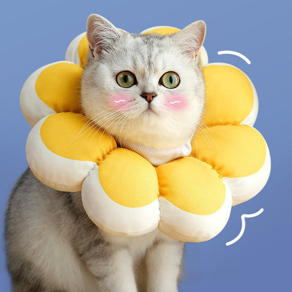 HKM-7021117 Waterproof Anti-Bite Anti-Licking Cat Soft Collar in Stylish Sunflower and Heart Designs