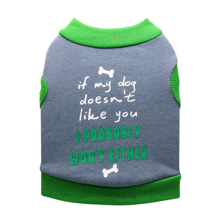 HKM-7021501 Cozy Fleece Vest for Small Dogs in Gray with Green Edge, Perfect for Autumn and Winter