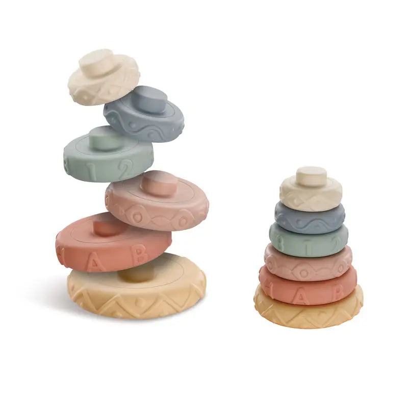 HKM-702163 Soft Silicone Rainbow Ring Stacking Toy for Fine Motor Skills Development in Infants and Toddlers