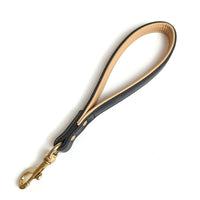 HKM-7022909 Real Cowhide Leather Dog Holding Rope in Black - Durable Pet Chain Ring