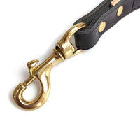 HKM-7022909 Real Cowhide Leather Dog Holding Rope in Black - Durable Pet Chain Ring