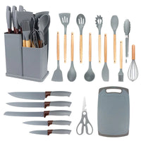 HKM-702291 19-Piece Silicone Kitchen Tool Set with Storage - BPA-Free Cooking Utensils