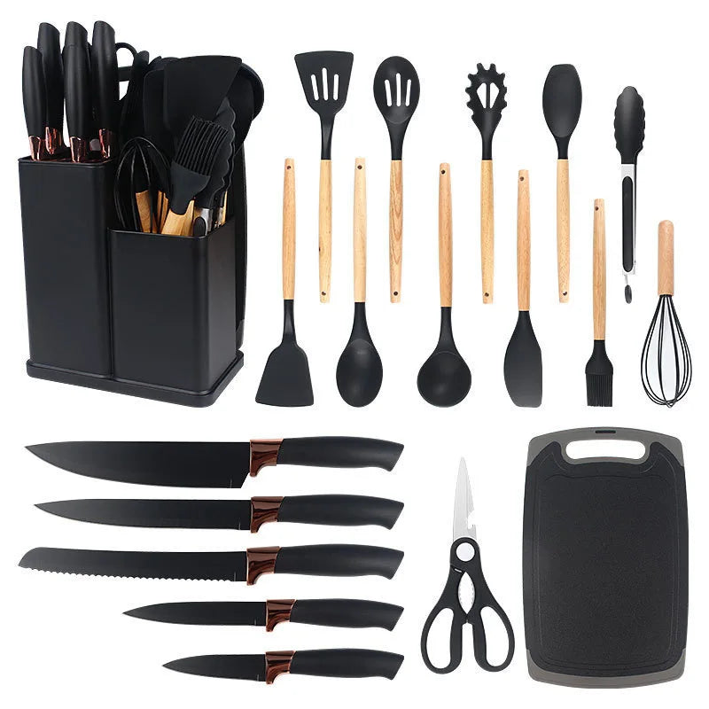 HKM-702291 19-Piece Silicone Kitchen Tool Set with Storage - BPA-Free Cooking Utensils