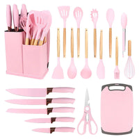 HKM-702291 19-Piece Silicone Kitchen Tool Set with Storage - BPA-Free Cooking Utensils