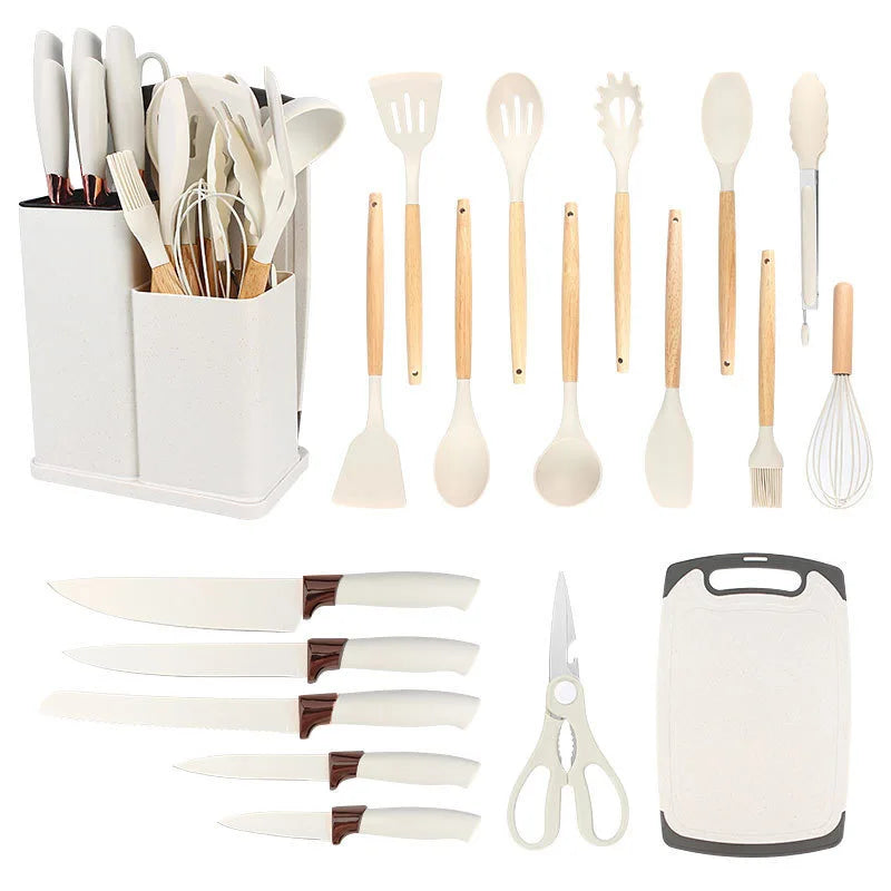 HKM-702291 19-Piece Silicone Kitchen Tool Set with Storage - BPA-Free Cooking Utensils