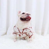 HKM-7023677 Cozy Wool Pug Bulldog Sweater for Autumn and Winter in Milky White