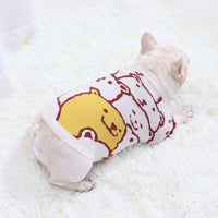 HKM-7023677 Cozy Wool Pug Bulldog Sweater for Autumn and Winter in Milky White