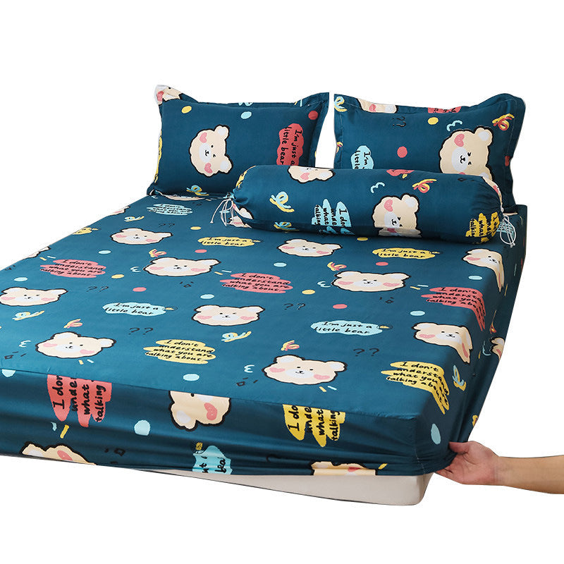 HKM-702419 Cartoon Single Bed Linen Set with Mattress Pad and Pillowcase - Multiple Sizes Available