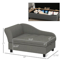 HKM-7024573 Stylish Gray Pet Sofa for Small Dogs with Storage Solution, Easy Assembly and Cozy Cushion