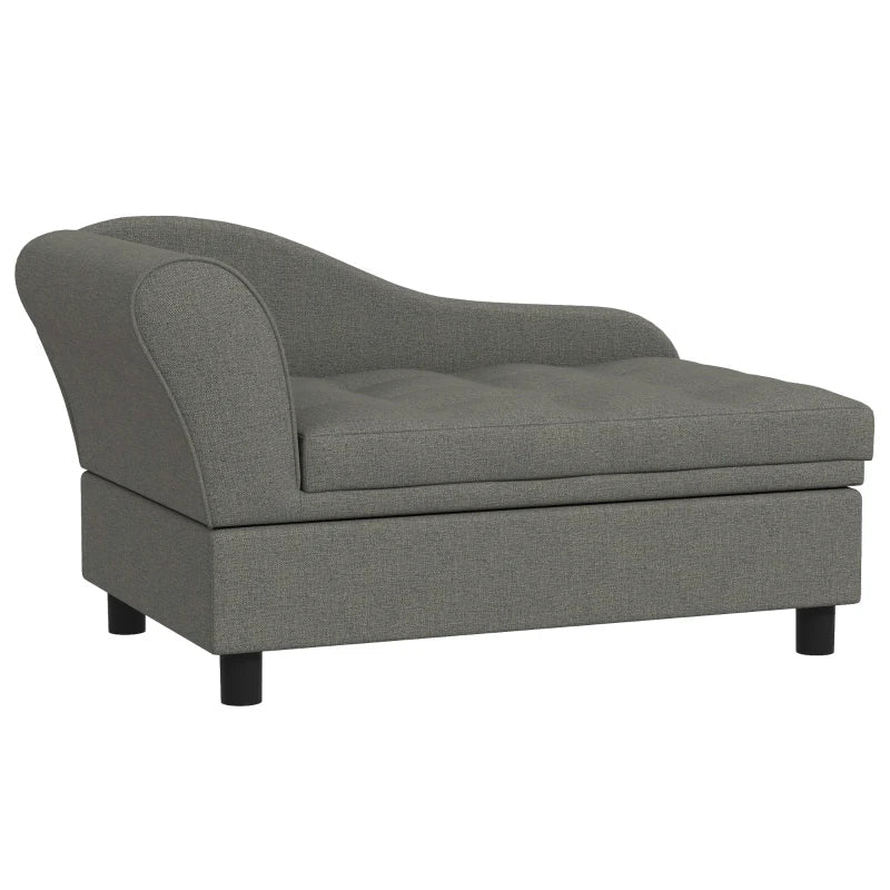 HKM-7024573 Stylish Gray Pet Sofa for Small Dogs with Storage Solution, Easy Assembly and Cozy Cushion
