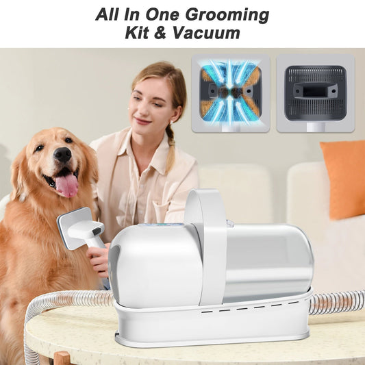 HKM-7024701 7-in-1 Multifunctional Pet Grooming Device with Vacuum Trimming for Dogs