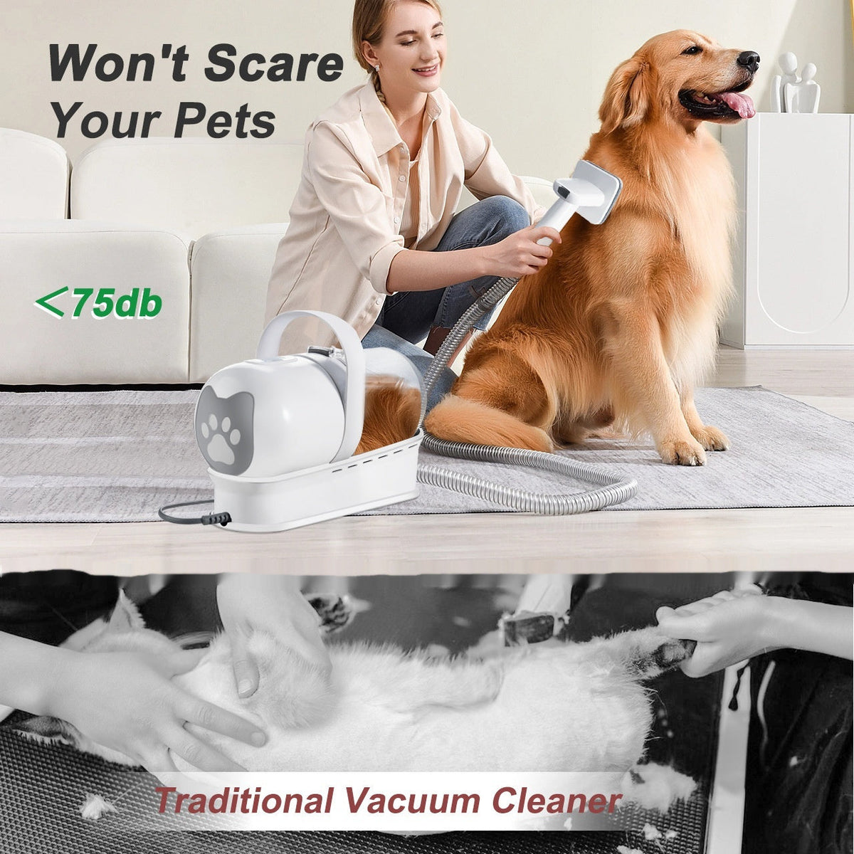 HKM-7024701 7-in-1 Multifunctional Pet Grooming Device with Vacuum Trimming for Dogs