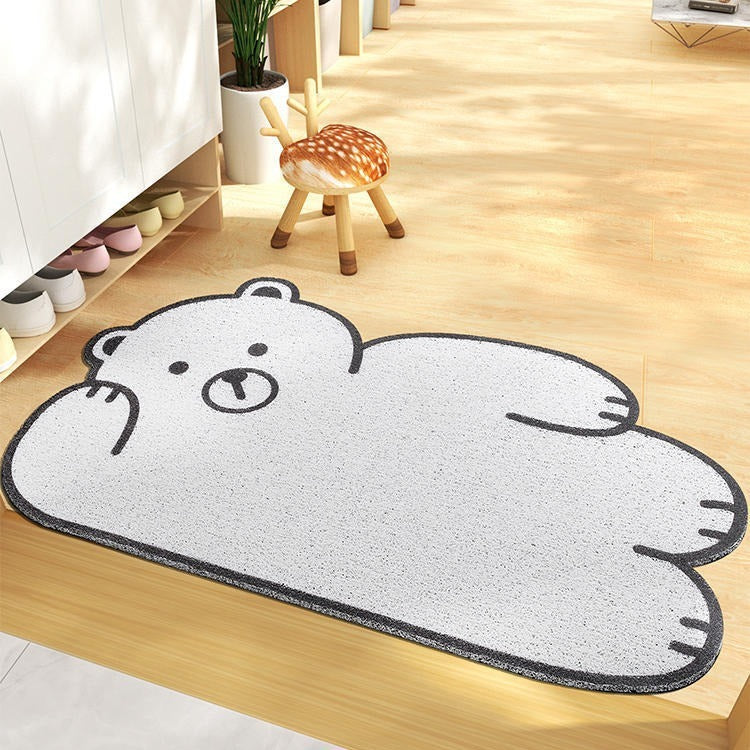 HKM-702483 Cartoon Bear and Friends Stain-resistant PVC Coil Doormat for Dust Removal
