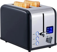 HKM-702483 Digital LED Display 2-Slice Stainless Steel Bread Toaster for Smart Kitchens