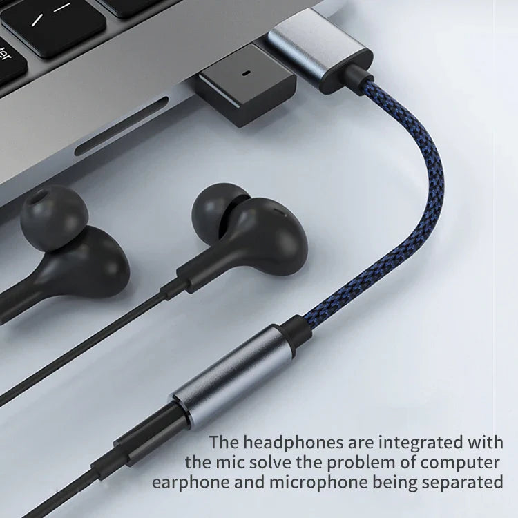 HKM-702483 USB to 3.5mm Audio Jack Adapter for Headsets and PCs, Compatible with Linux and PS4