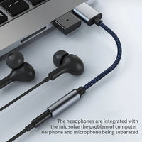 HKM-702483 USB to 3.5mm Audio Jack Adapter for Headsets and PCs, Compatible with Linux and PS4
