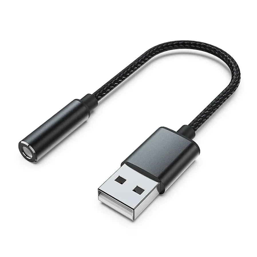 HKM-702483 USB to 3.5mm Audio Jack Adapter for Headsets and PCs, Compatible with Linux and PS4