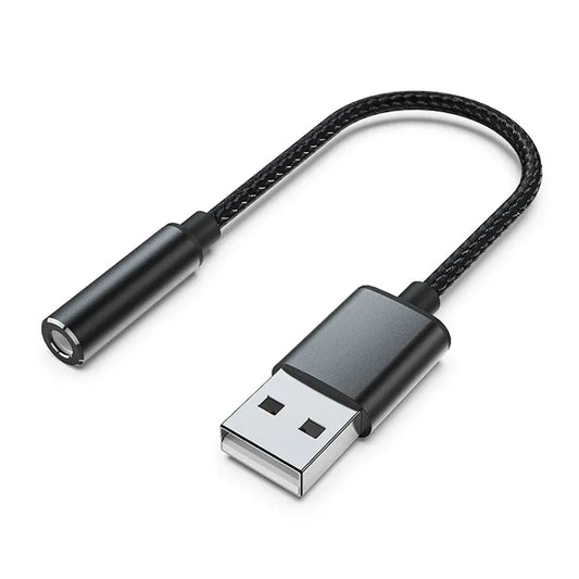 HKM-702483 USB to 3.5mm Audio Jack Adapter for Headsets and PCs, Compatible with Linux and PS4