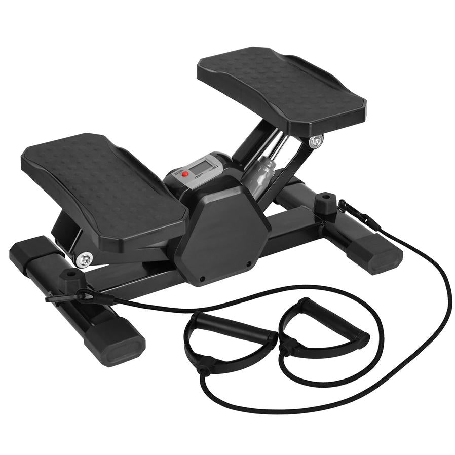 HKM-702611 Compact Mini Stepper with Resistance Bands - Quiet Home Workout Equipment with Digital Timer, Supports 330.7 lbs