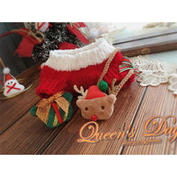 HKM-7026877 Cozy Red Christmas Two-Leg Sweater Set with Gift Box Brooch and Moose Bag