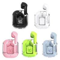 HKM-702739 Crystal TWS Mini Wireless In-Ear Earbuds with LED Display and JL Chipset for Gaming