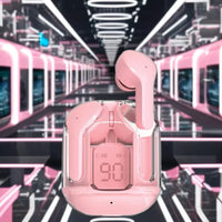 HKM-702739 Crystal TWS Mini Wireless In-Ear Earbuds with LED Display and JL Chipset for Gaming