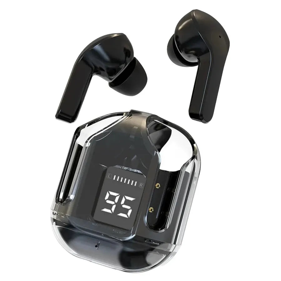HKM-702739 Crystal TWS Mini Wireless In-Ear Earbuds with LED Display and JL Chipset for Gaming