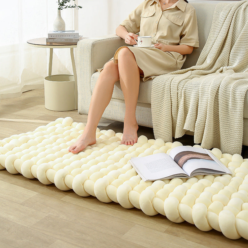 HKM-702739 Woven Floor Mat and Window Cushion in Milky White, Persian Gray, Pink - Polyurea Fiber, Multiple Sizes Available