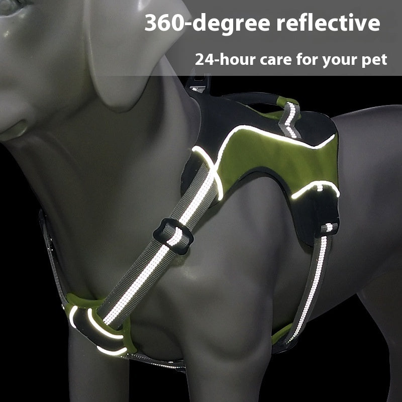 HKM-7028157 Large Dog Harness with Breathable Design and Hand-Holding Rope in Multiple Colors