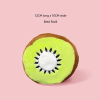 HKM-7028541 Strawberry Chocolate Plush Dog Toy in Strawberry, Green Mango, Kiwi Fruit, and Duck Pear Colors