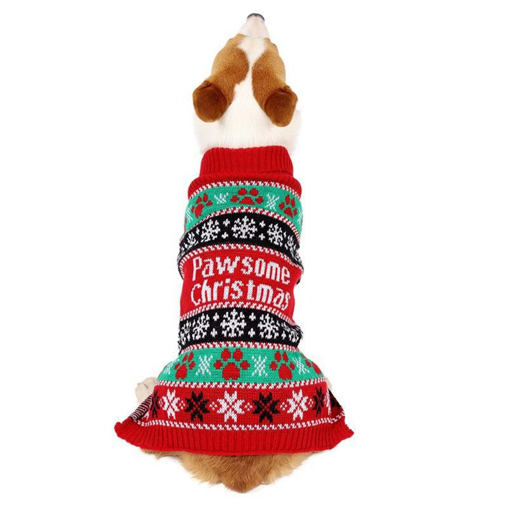 HKM-7029437 High-Neck Contrast Color Pet Sweater in Red - Cozy Acrylic Clothing for Dogs