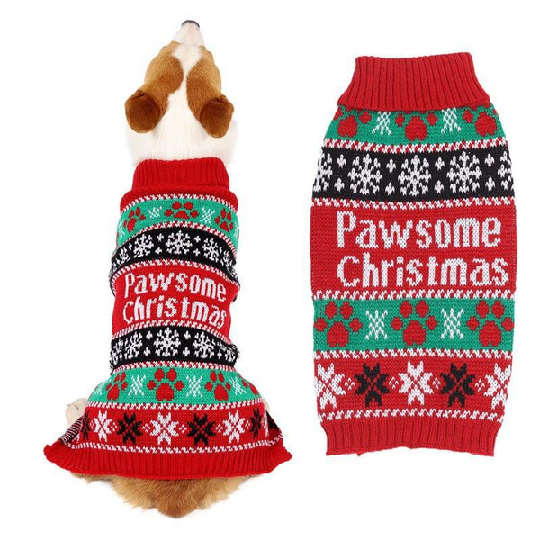HKM-7029437 High-Neck Contrast Color Pet Sweater in Red - Cozy Acrylic Clothing for Dogs