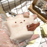 HKM-7029693 Silicone Rabbit Rice Cake Squeezing Toy in Chocolate and Poached Egg Colors
