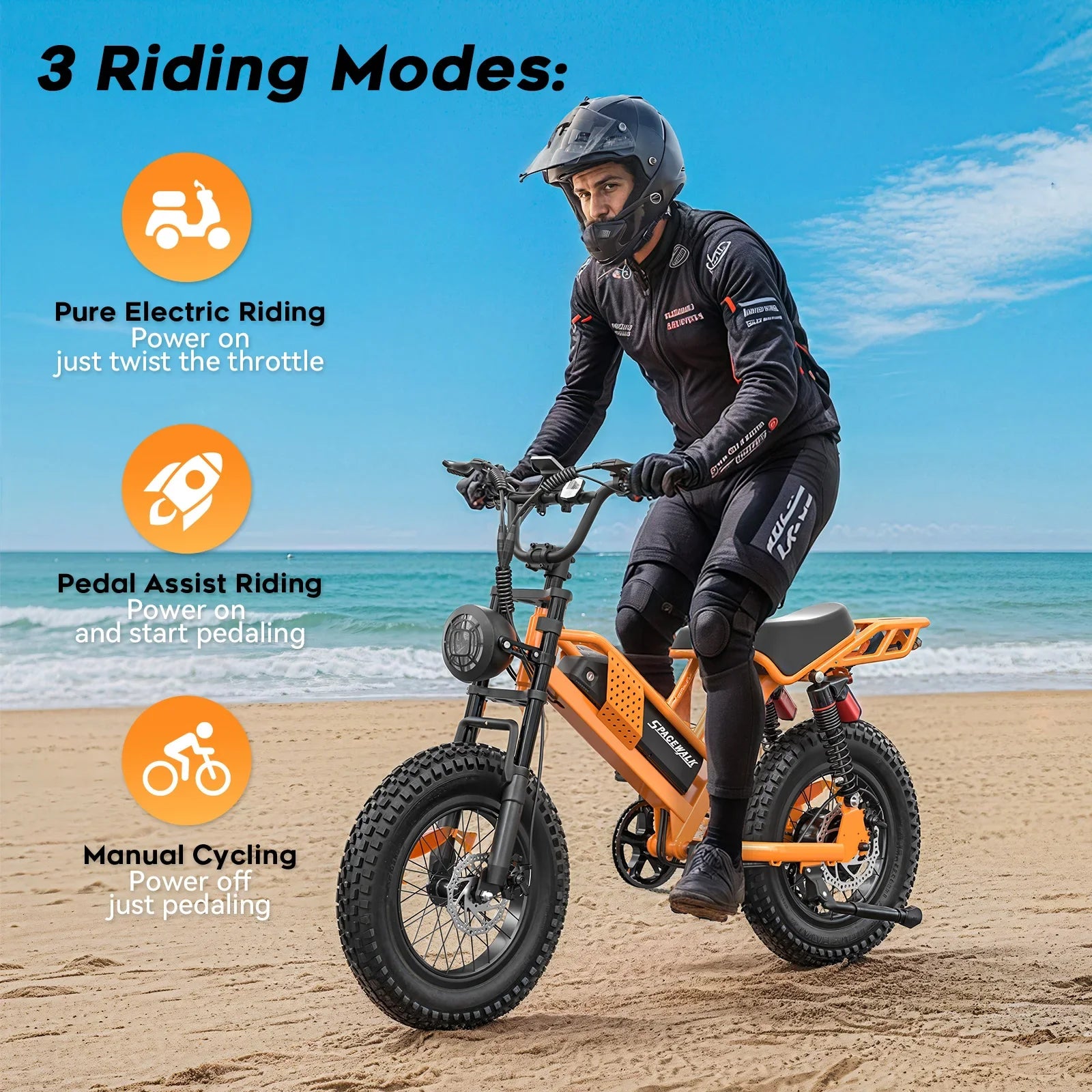 HKM-703059 750W Electric Fat Tire Mountain Bike with 48V 15Ah Battery and Dual Suspension
