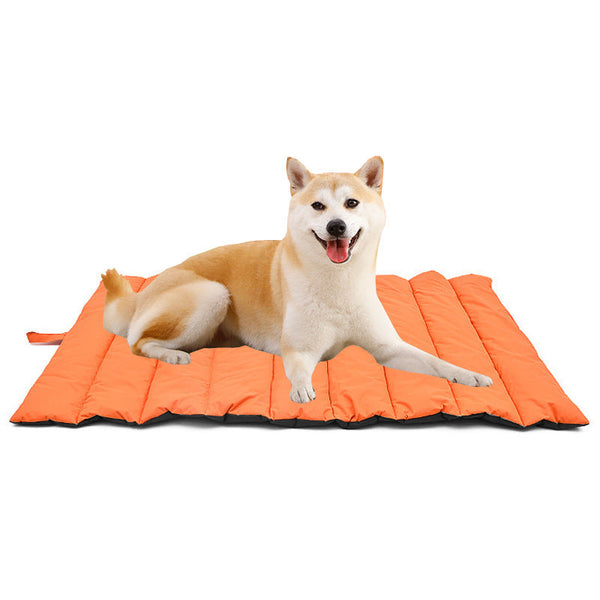 HKM-7030717 Waterproof Wear-Resistant Dog Bed with Easy-Clean Cotton Cushion and Buggy Bag, Black and Orange
