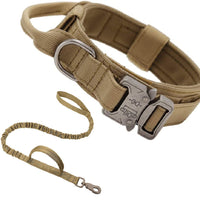 HKM-7030845 Adjustable Polyester Training Collar with Leash for Medium and Large Dogs - All Seasons, Black and Khaki Options