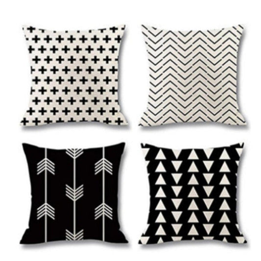 HKM-703123 Striped Polka Dot Linen Throw Pillow Cover - Modern 45x45cm Design