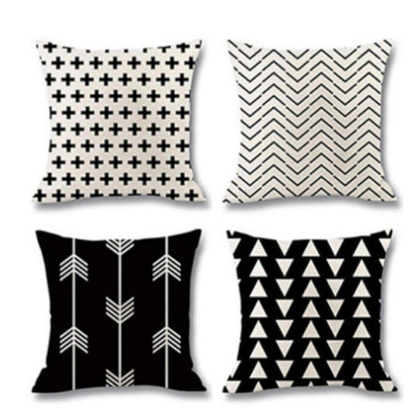 HKM-703123 Striped Polka Dot Linen Throw Pillow Cover - Modern 45x45cm Design