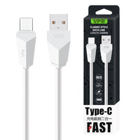HKM-703123 Type-C Data Cable - 1m White, Dual Charging & Data Transmission, Compatible with Type-C Devices, Durable Material