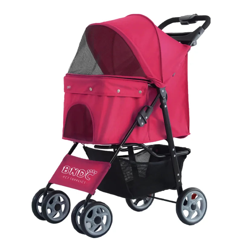 HKM-703251 Compact Foldable Pet Stroller for Travel with Dogs and Cats