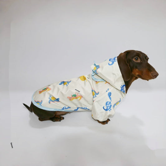 HKM-7033405 Dinosaur Design Splash-Proof Pet Raincoat for Spring and Summer, Multiple Sizes Available