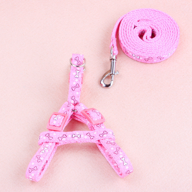 HKM-7033917 Colorful Patch Traction Rope Set for Dogs and Cats - Durable Nylon Chest Harness and Leash