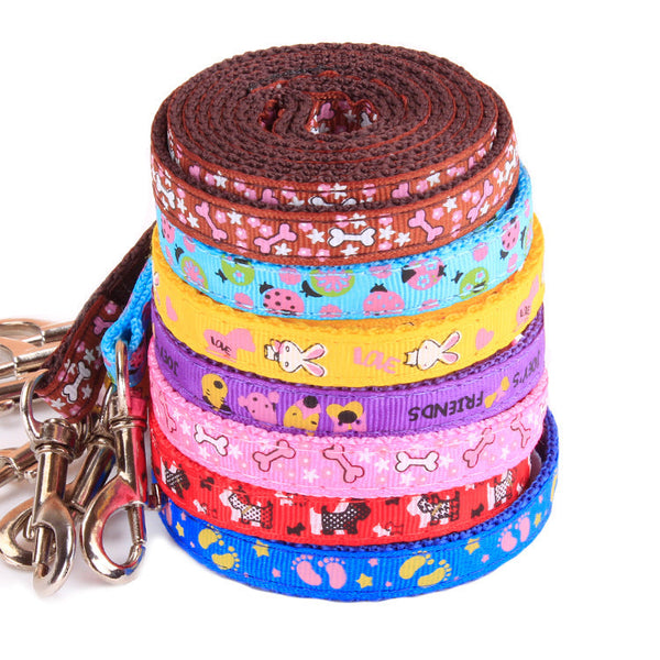 HKM-7033917 Colorful Patch Traction Rope Set for Dogs and Cats - Durable Nylon Chest Harness and Leash