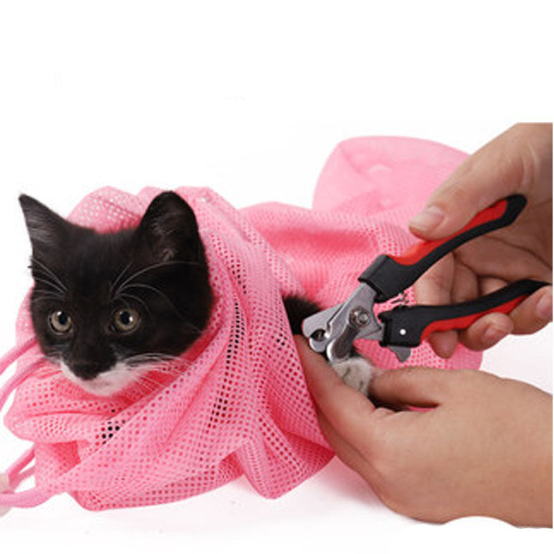 HKM-703443 Cat Bathing Bag - Special Polyester Mesh Grooming Pouch for Easy Washing and Nail Clipping