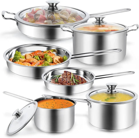 HKM-703443 Stainless Steel Casserole Set - Durable Cookware for Efficient Cooking Pots and Pans